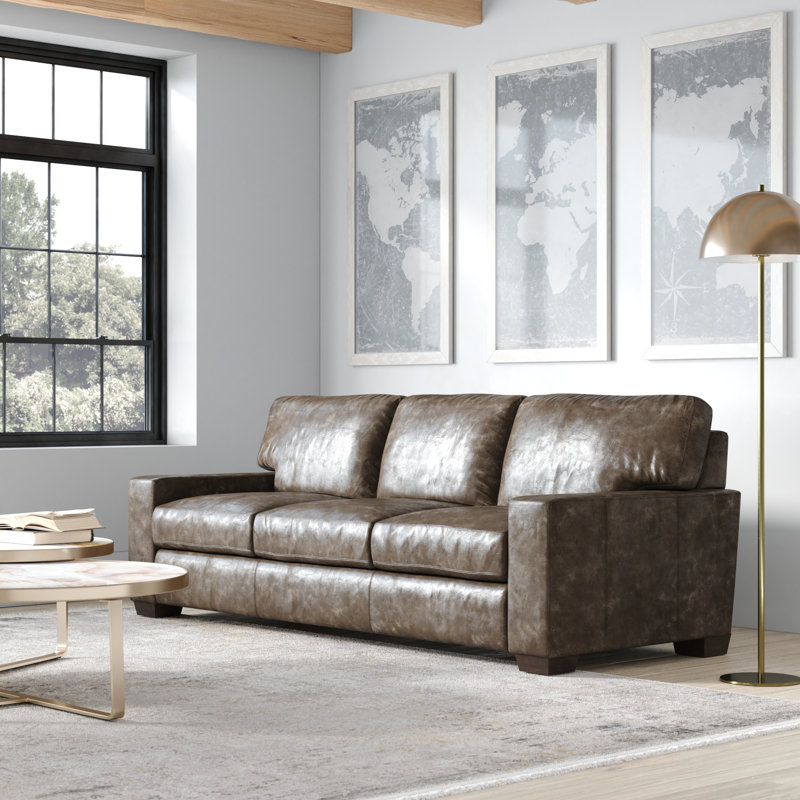 Greyleigh™ 91'' Genuine Leather Sofa Wayfair
